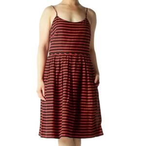 J.Crew Women's Navy Blue Red Striped Pattern linen blend Tank Dress Size 4